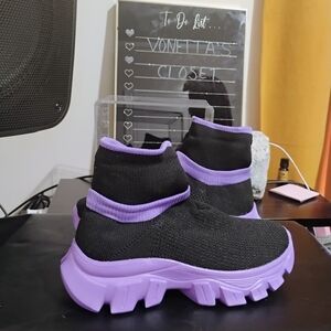 Black and Purple Chunky Sneakers